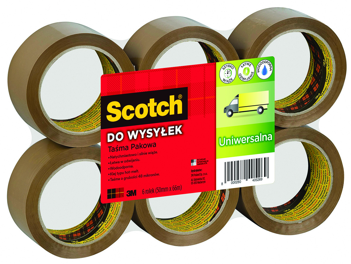 Taśma pakowa do wysyłek Scotch® hot-melt (371), 50 mm, 66 m, brązowa | espryciarze.pl |Zgarnij ofertę!