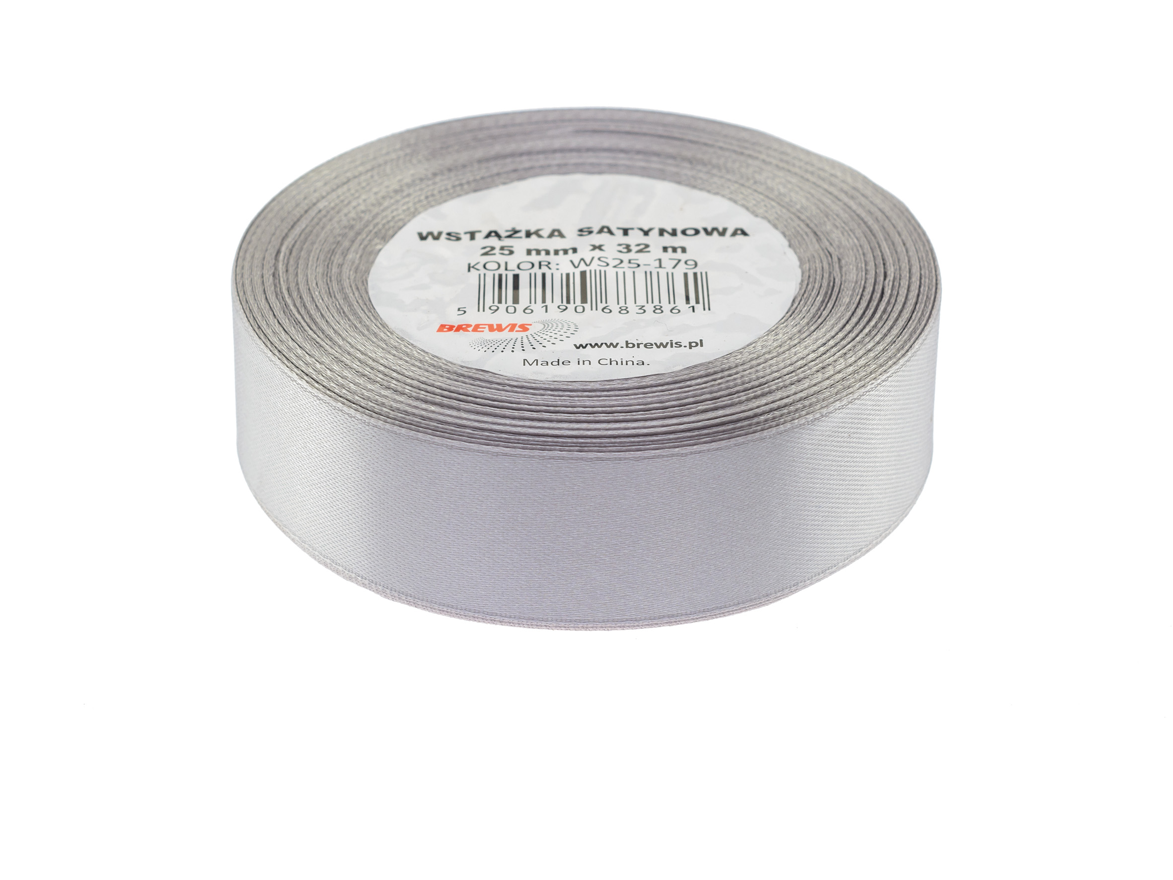 Wstążka Brewis satynowa 25 mm 32 m popielaty | espryciarze.pl |Złap promocję!