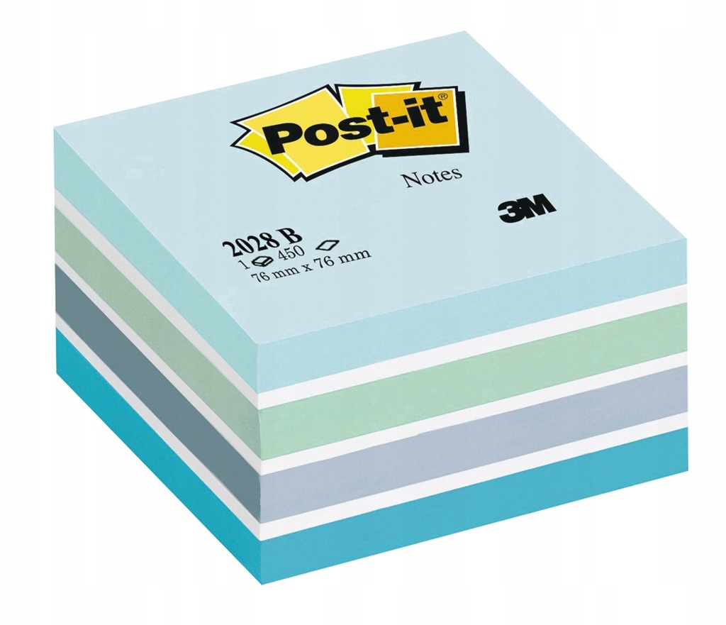 Bloczek samoprzylepny Post-it (2028-b) 76 x 76 mm mix niebieski 450 kartek | espryciarze.pl |Sprawdź ofertę!