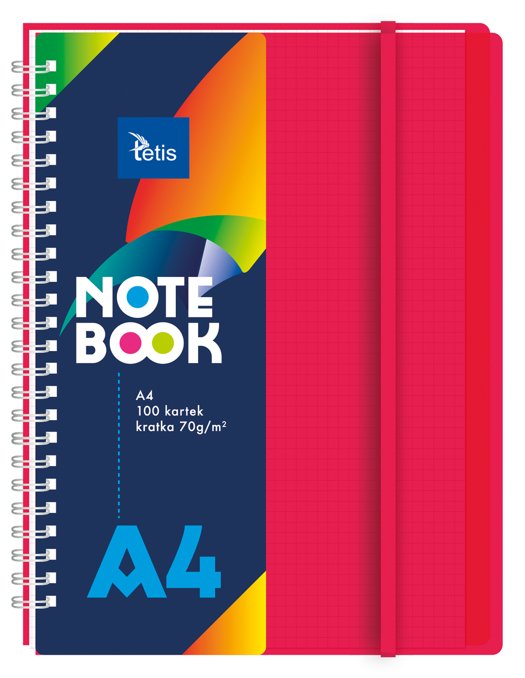 Czerwony kołonotatnik pp z przekładkami A4 Tetis, 100 kartek w kratkę | espryciarze.pl |Złap promocję!