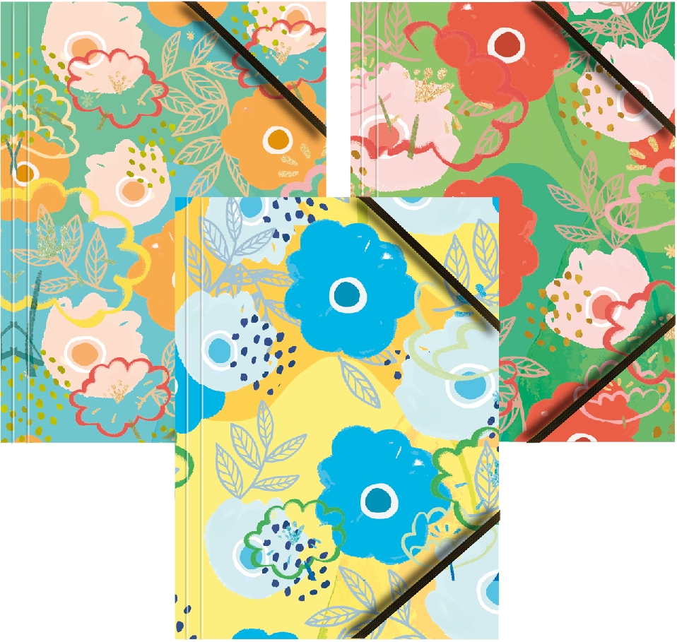 Teczka kartonowa A4 z gumką narożną pastelowe kwiaty mix 3 wzory | espryciarze.pl |Kup w super cenie!