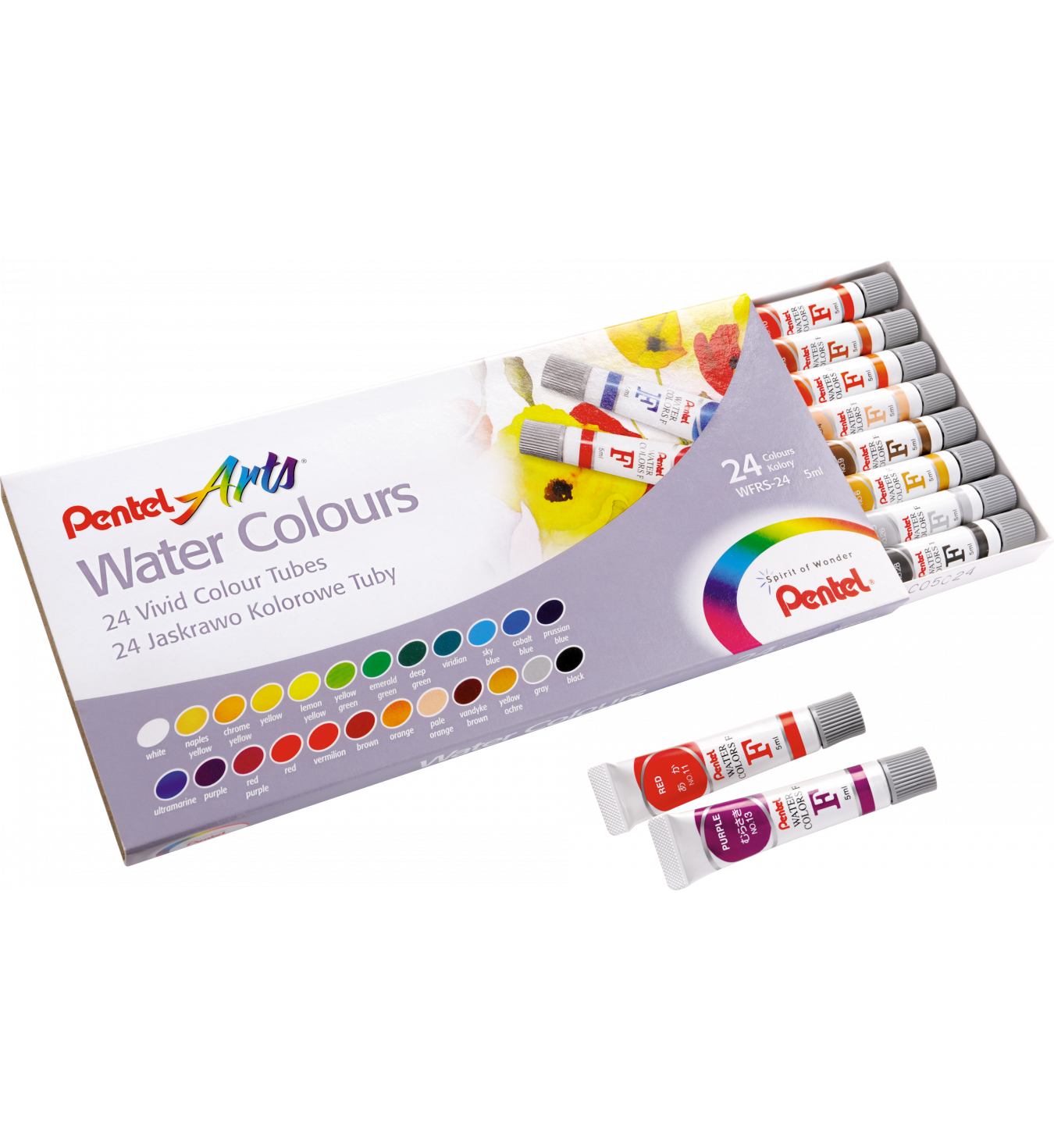 Akwarele w tubach Pentel wfrs 24 kolory | espryciarze.pl |Zgarnij ofertę!