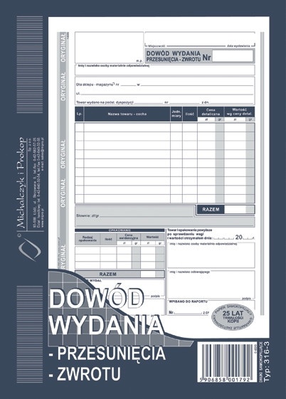 Druk dowód wydania przesunięcia zwrotu M&P | espryciarze.pl |Kup w super cenie!