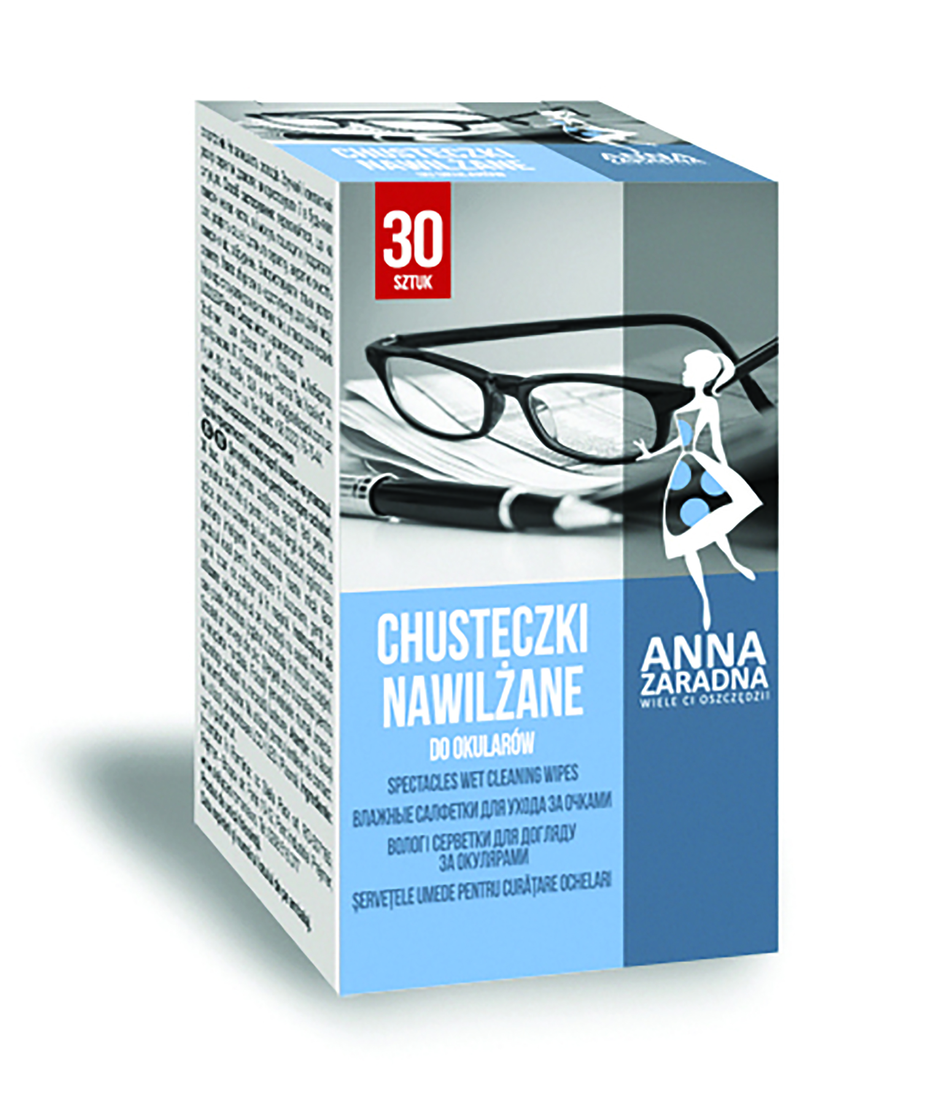 Chusteczki nawilżane Anna Zaradna, do okularów, 30 saszetek, białe chusteczki | espryciarze.pl |Kup od ręki!