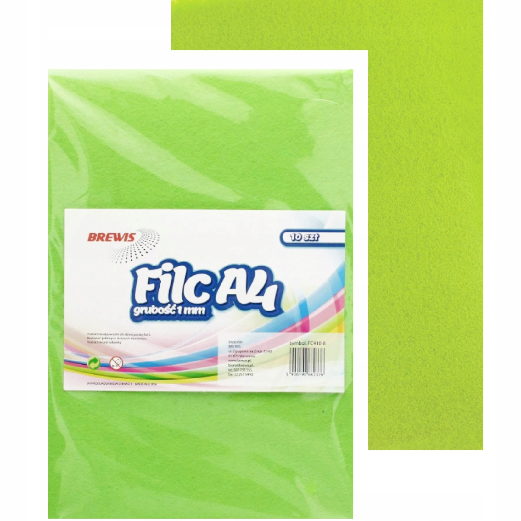 Filc dekoracyjny A4 1 mm jasny zielony zestaw 10 sztuk | espryciarze.pl |Kup teraz!