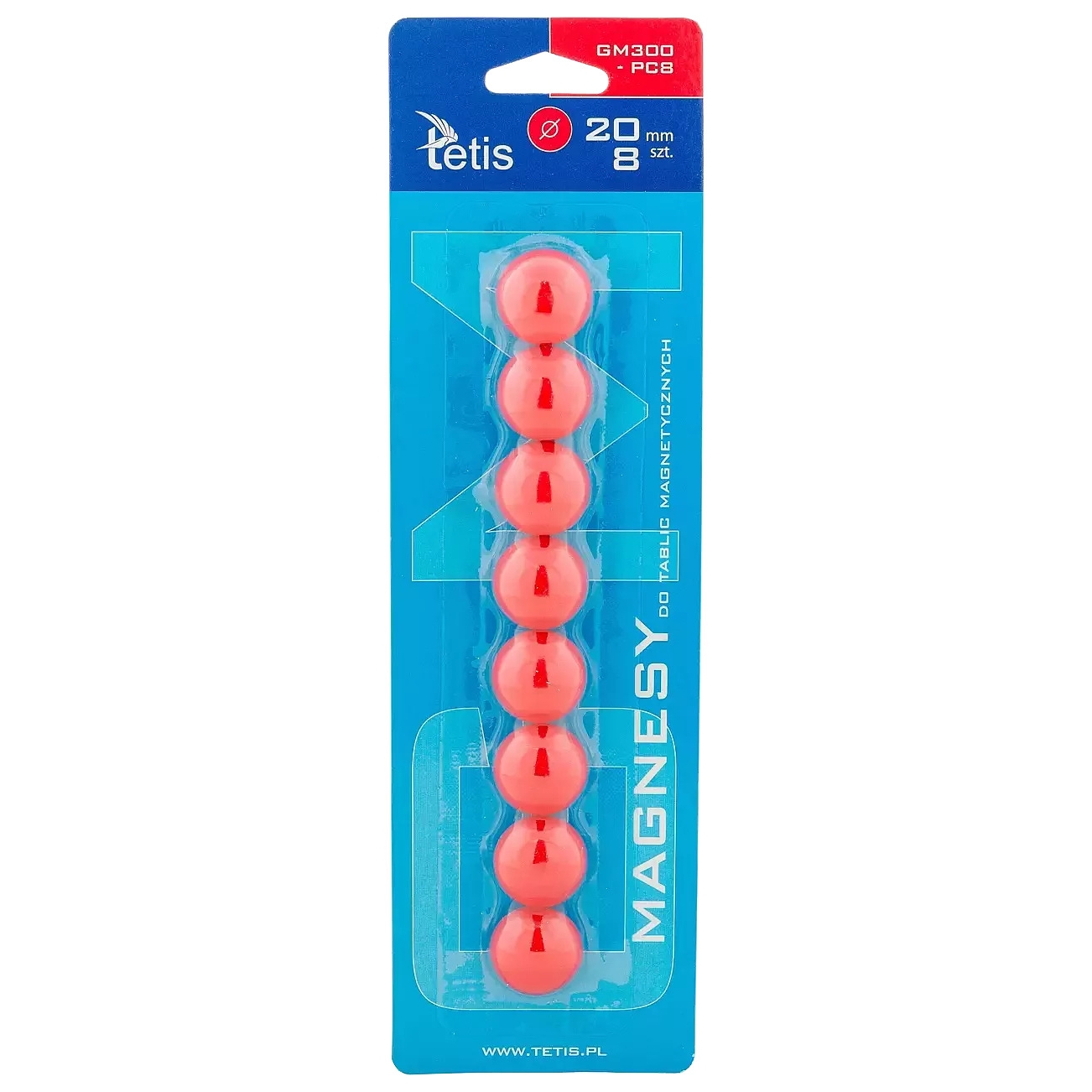 Magnesy Tetis gładkie czerwone 20 mm zestaw 8 sztuk | espryciarze.pl |Zgarnij ofertę!