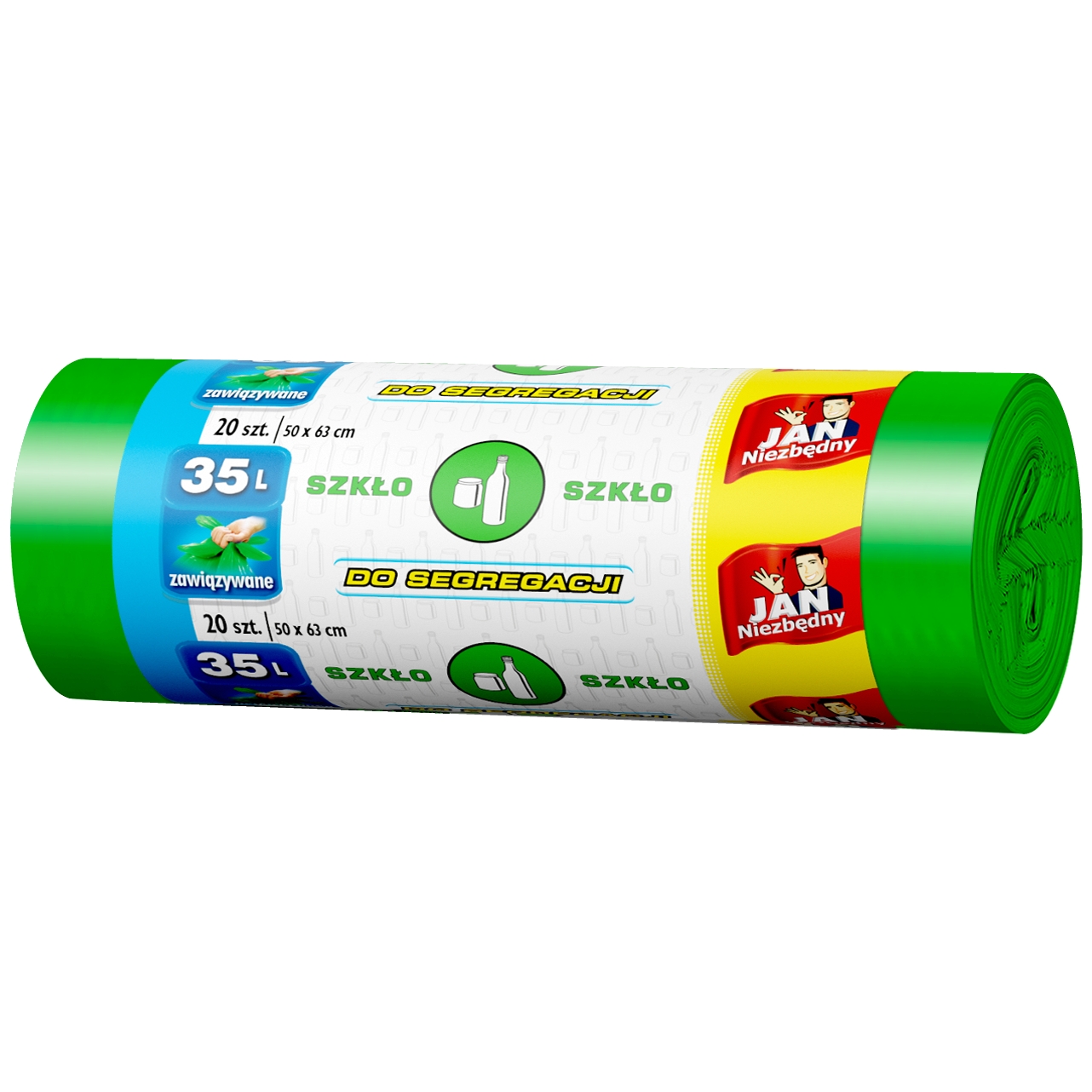 Worki na śmieci - szkło, easy-pack zielone Jan Niezbędny 35 l zestaw 20 sztuk. | espryciarze.pl |Weź najlepszą cenę!