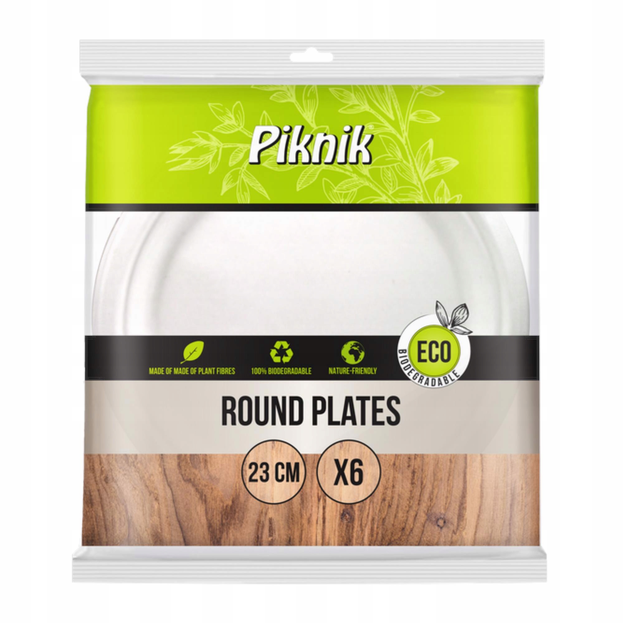 Talerz z trzciny cukrowej okrągły duży 23 cm Piknik zestaw 6 sztuk. | espryciarze.pl |Złap promocję!