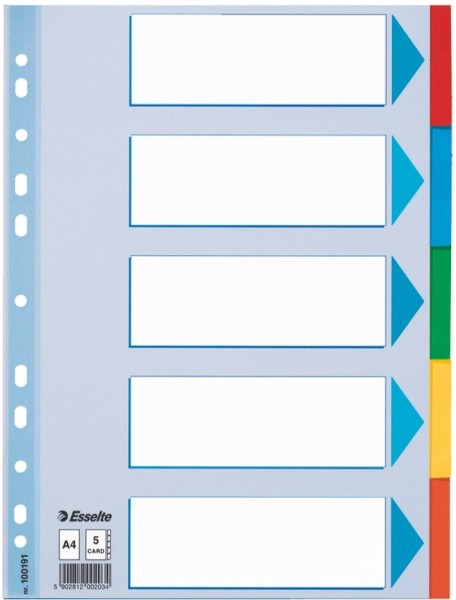 Przekładki Esselte z kolorowego kartonu, A4, wielobarwne | espryciarze.pl |Skorzystaj teraz!