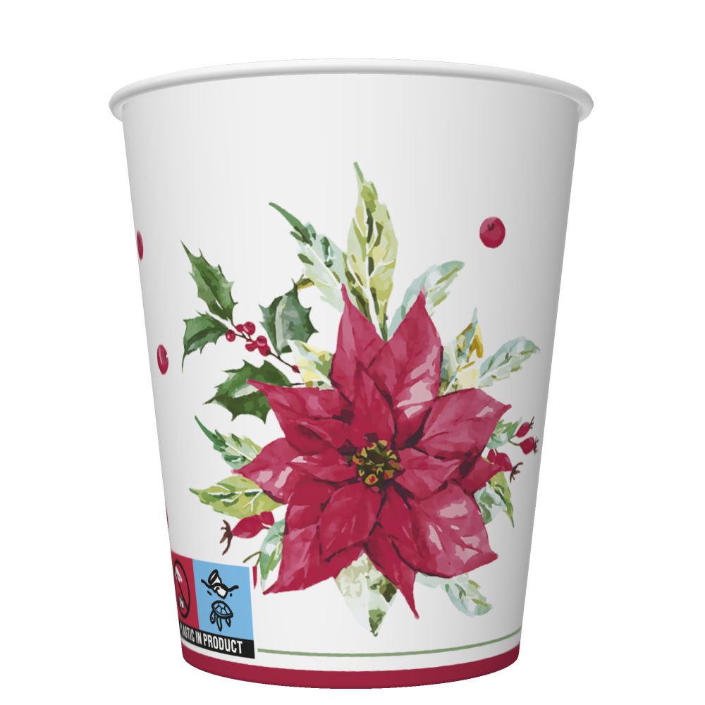 Kubki papierowe SUP Watercolour Poinsettia zestaw 8 sztuk. 250 ml POLMAK | espryciarze.pl |Kup taniej!