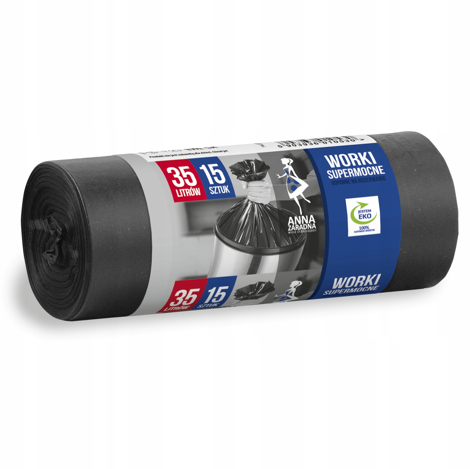 Worki na śmieci Anna Zaradna, supermocne, 35 l, zestaw 15 sztuk., czarny | espryciarze.pl |Weź najlepszą cenę!