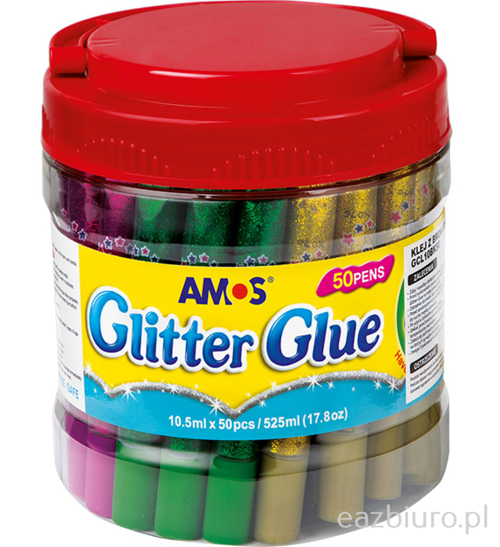 Klej z brokatem Amos gcl 10bk50 - 10,5 ml x 50 kolorów | espryciarze.pl |Kup taniej!