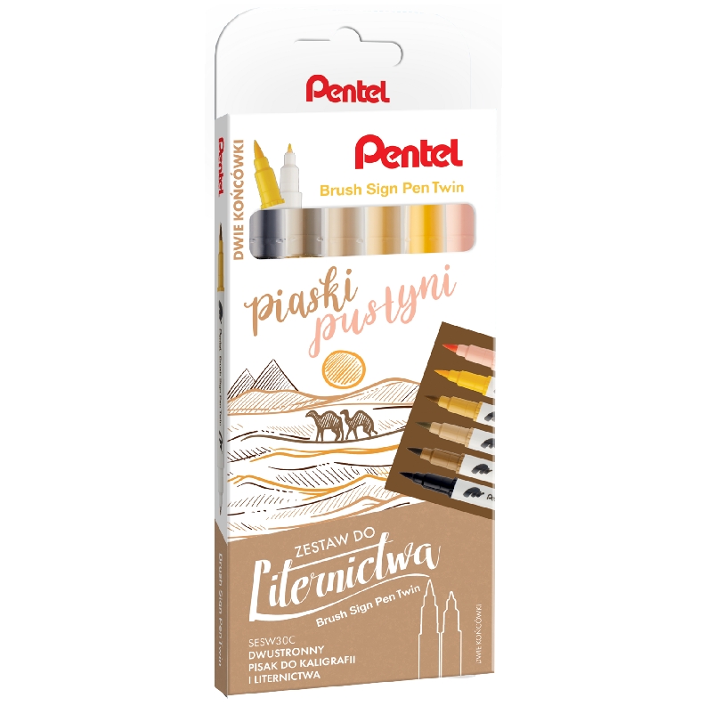 Zestaw do liternictwa Pentel Brush Sign Pen Twin piaski pustyni | espryciarze.pl |Nie zwlekaj!
