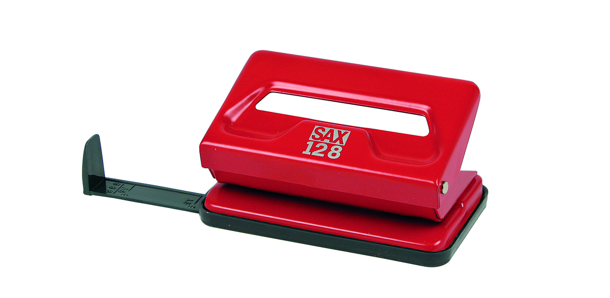 Dziurkacz Sax128s, dziurkuje do 12 kartek, czerwony | espryciarze.pl |Skorzystaj teraz!