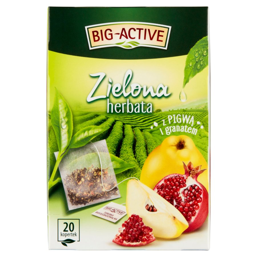 Herbata big active, zielona z pigwą i granatem, 20 torebek | espryciarze.pl |Kup od ręki!