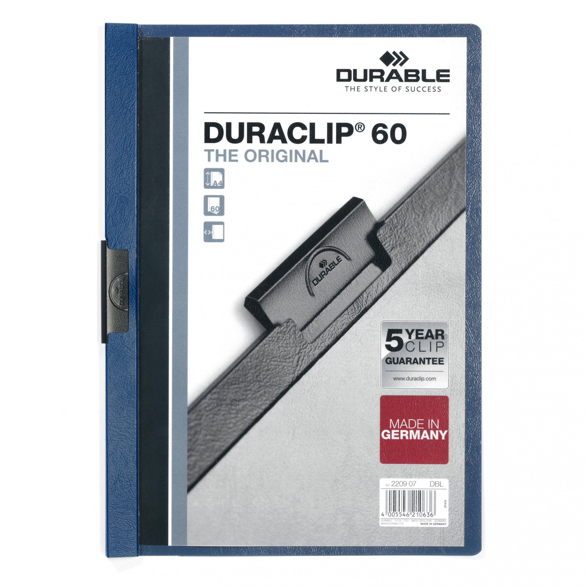 Skoroszyt Plastikowy z grzbietem zaciskowym 60 kartek granatowy Durable | espryciarze.pl |Działaj teraz!