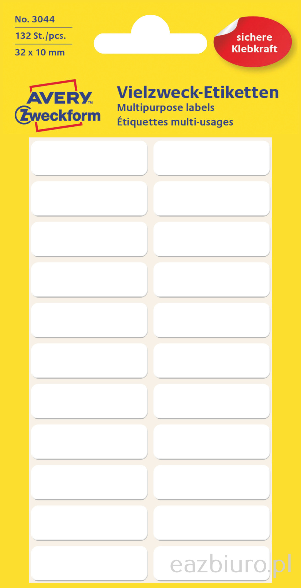 Białe minietykiety do opisywania ręcznego Avery Zweckform; 132 etyk./op., 32 x 10 mm | espryciarze.pl |Kup w super cenie!