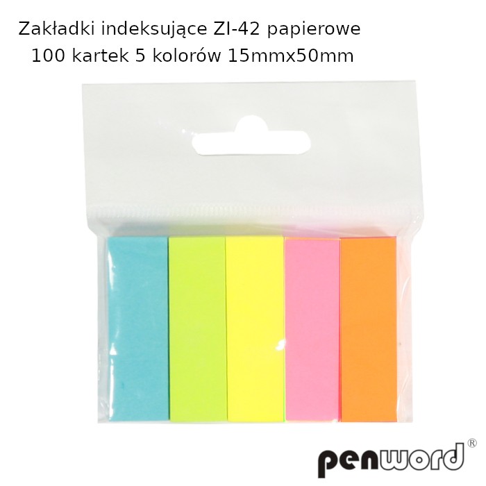 Zakładki indeksujące zi-42 papierowe 100kartek 5 kolorów 15mmx50 mm | espryciarze.pl |Zamów online!