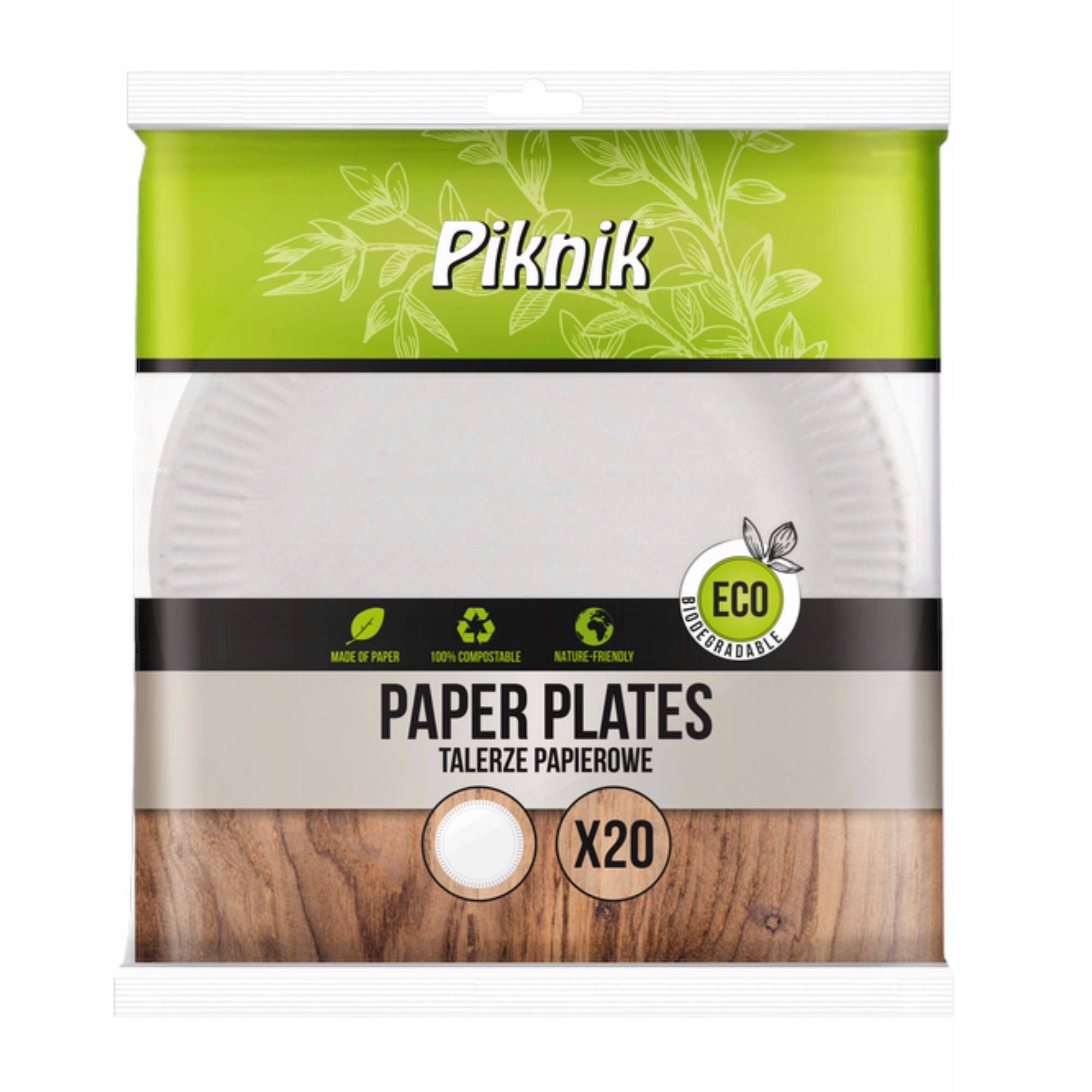 Talerz papierowy eko 23 cm Piknik zestaw 20 sztuk. | espryciarze.pl |Weź najlepszą cenę!