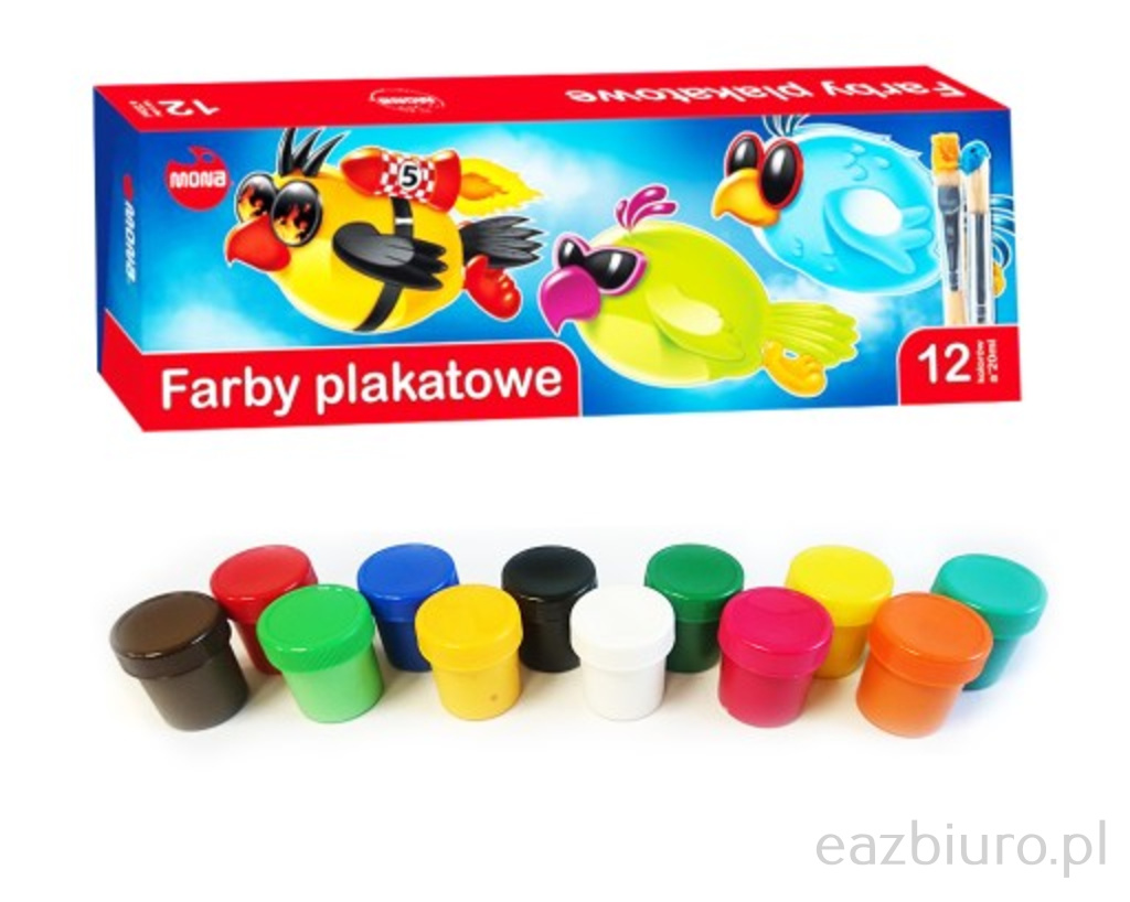 Farbki plakatowe Mona 12 kolorów 20 ml | espryciarze.pl |Nie zwlekaj!