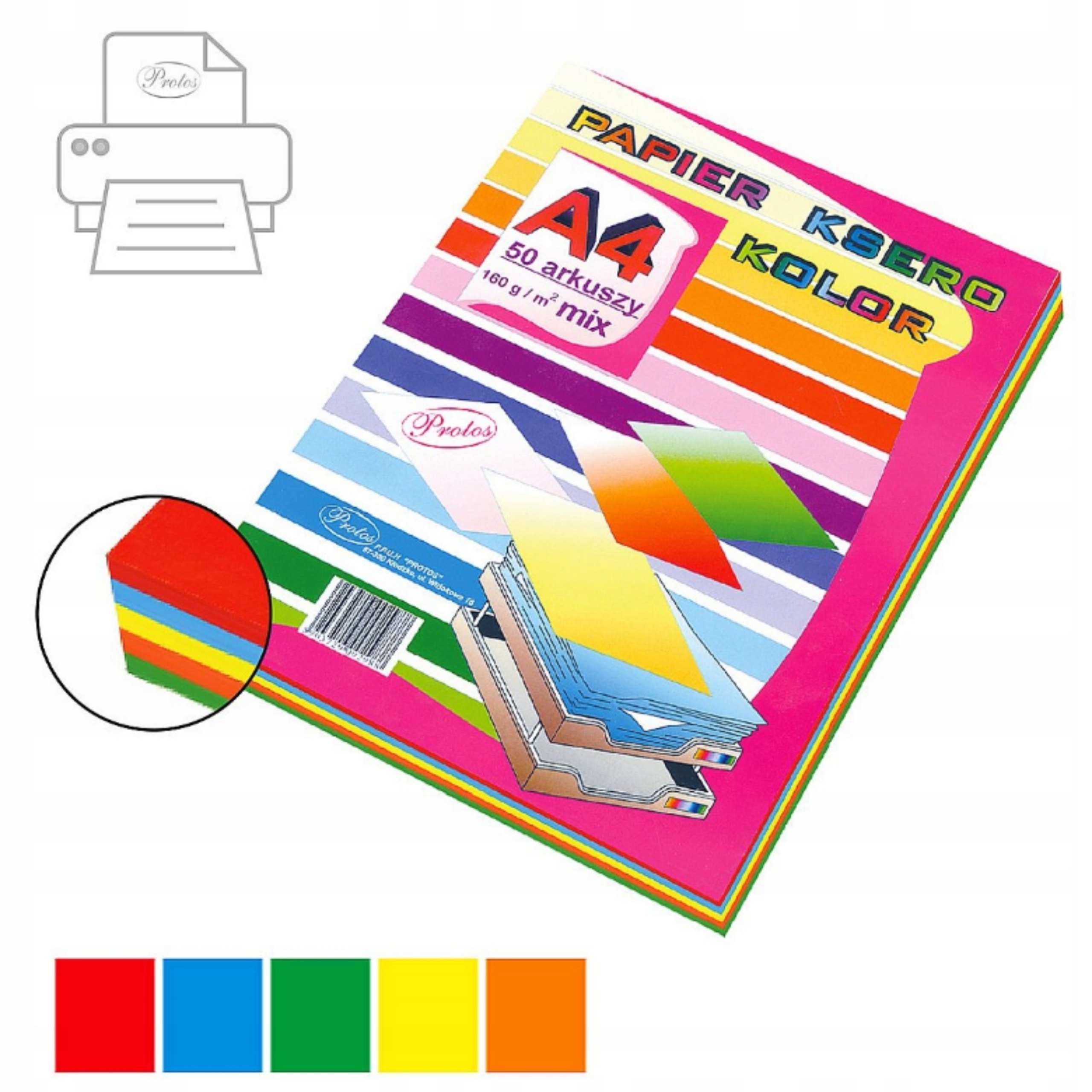 Papier ksero A4 160 g zestaw 50 arkuszy mix kolorów protos | espryciarze.pl |Kliknij i kup!