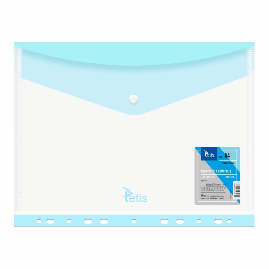 Koperta PP A4 z perforacją Tetis BT614 niebieska | espryciarze.pl |Złap promocję!
