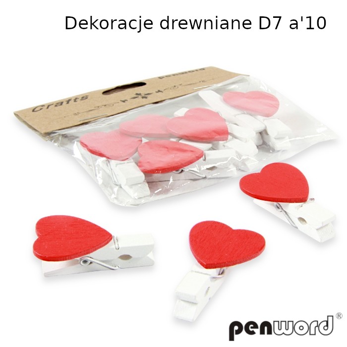 Klamerki drewniane z serduszkami czerwone | espryciarze.pl | Postaw na lidera