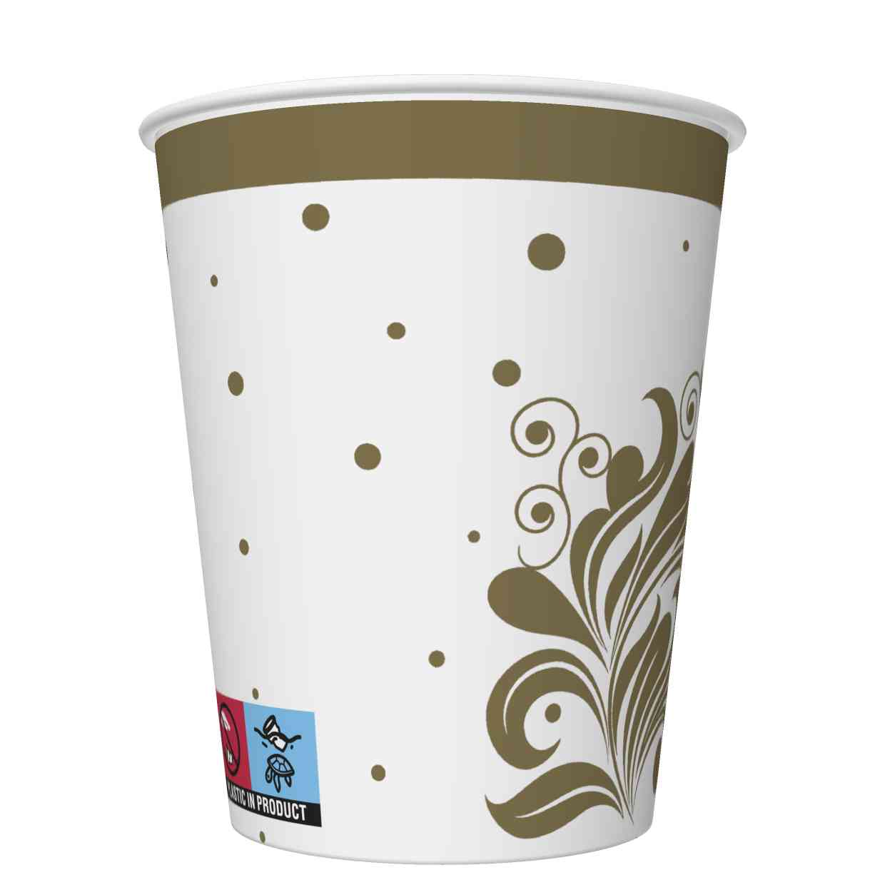 Kubki papierowe SUP Ornament Gold zestaw 8 sztuk. 250 ml | espryciarze.pl |Kup w super cenie!