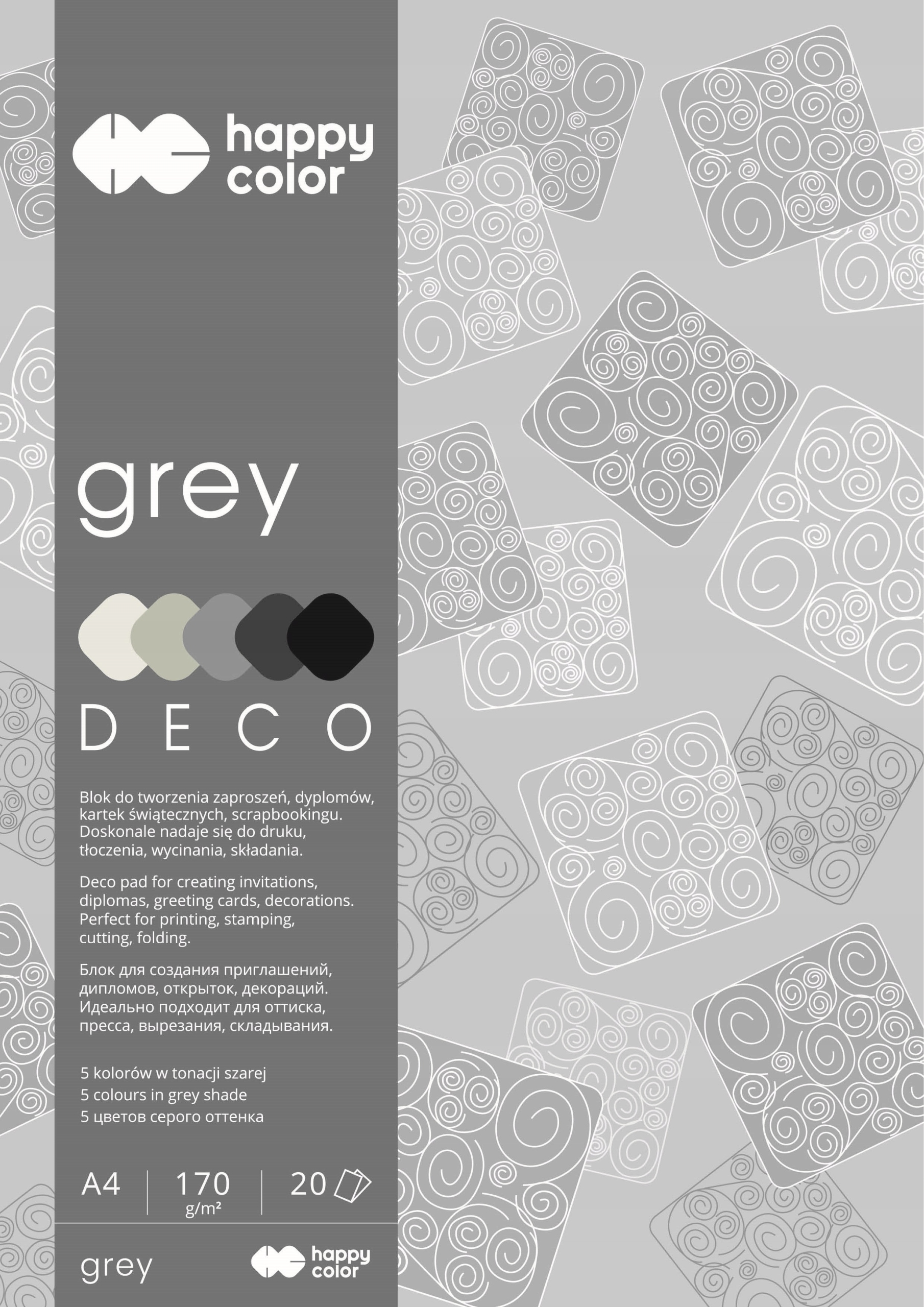 Blok deco grey A4, 170 g/m2, zestaw 20 arkuszy, 5 kolorów | espryciarze.pl |Weź najlepszą cenę!