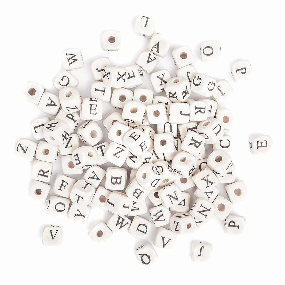 Drewniane koraliki, litery , zestaw 100 sztuk. | espryciarze.pl |Zamów dziś!
