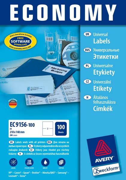 Etykiety A4 70x37 mm mm uniwersalne economy europe100 by Avery Zweckform; A4, 100 ark. | espryciarze.pl |Skorzystaj teraz!