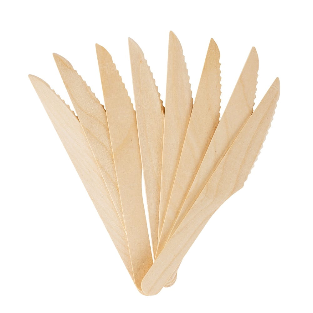 Nóż bio drewniany 165 mm zestaw 100 sztuk | espryciarze.pl |Zgarnij ofertę!