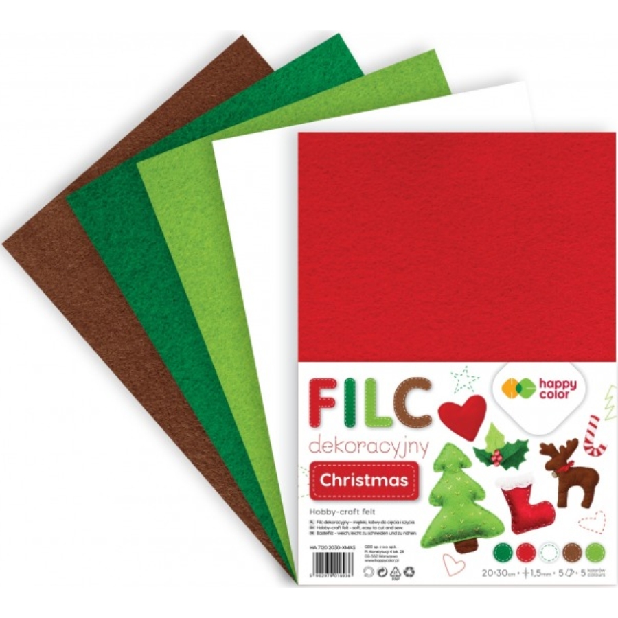 Filc dekoracyjny mix kolorów zestaw 5 arkuszy Christmas | espryciarze.pl |Kup taniej!