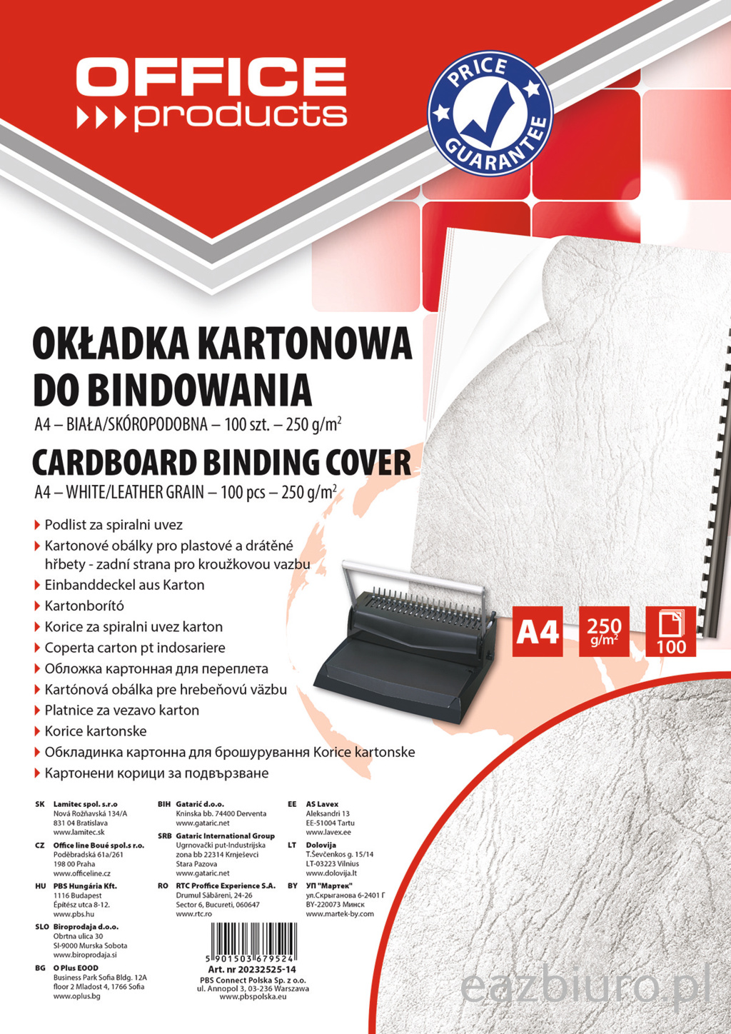 Okładki do bindowania Office Products, karton, A4, 250gsm, skóropodobne, zestaw 100 sztuk, | espryciarze.pl |Zamów dziś!