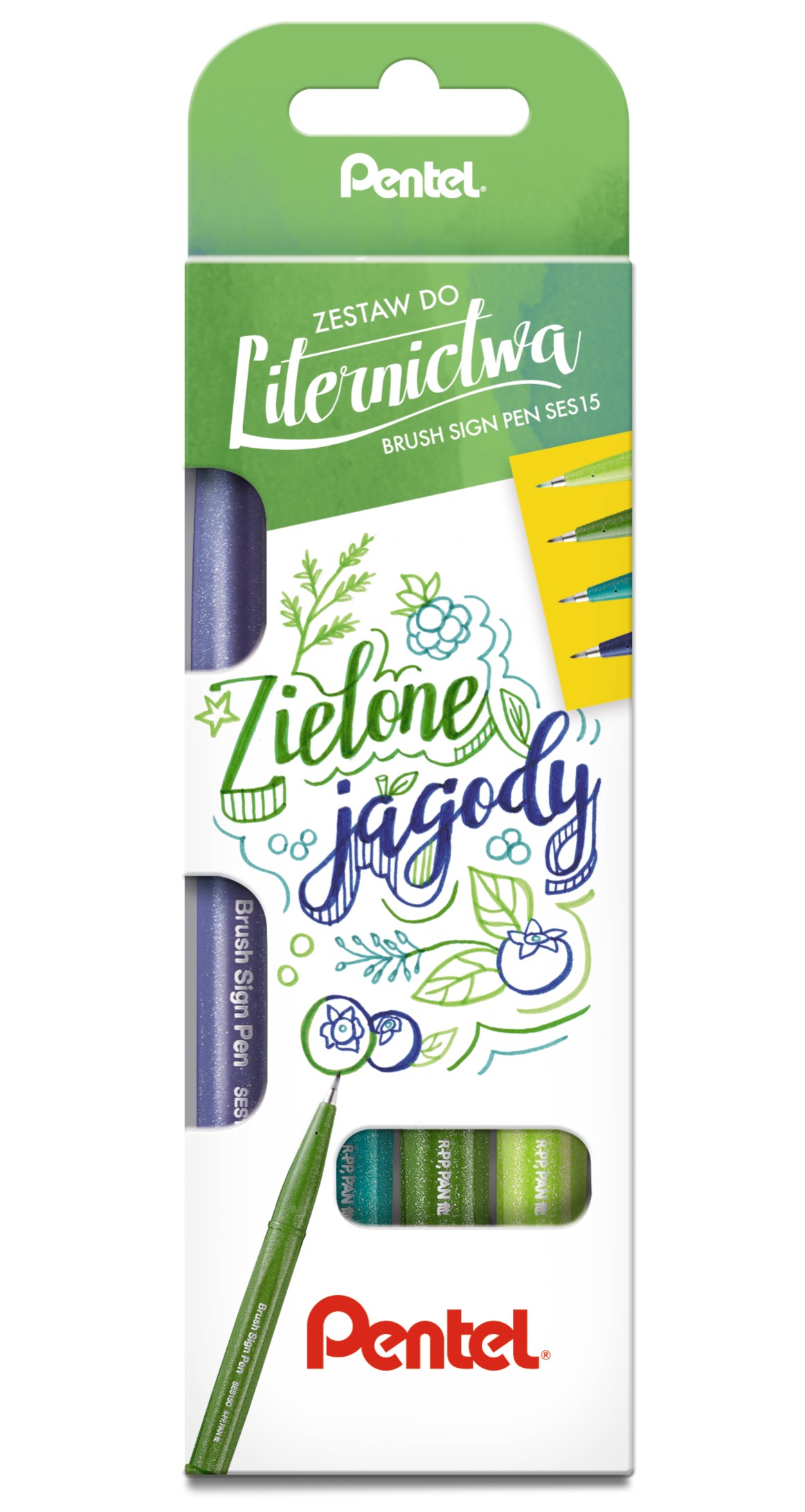 Zestaw pisaków pędzelkowych Pentel ses15 zielone jagody | espryciarze.pl |Kup od ręki!