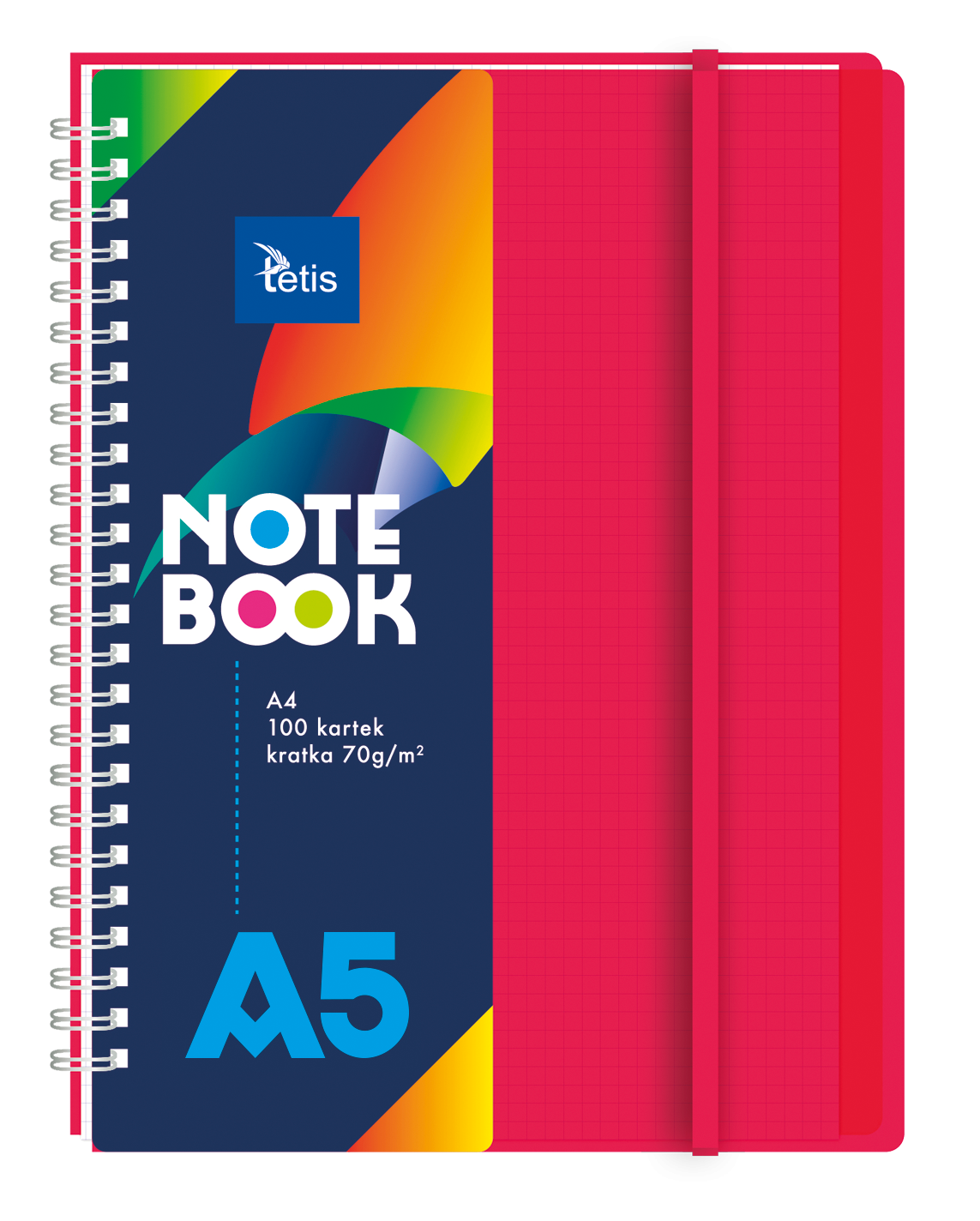 Czerwony kołonotatnik pp z przekładkami A5 Tetis 100 kartek w kratkę | espryciarze.pl |Weź najlepszą cenę!