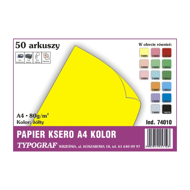 Papier ksero A4 żółty 80 g/50ark | espryciarze.pl |Sprawdź ofertę!