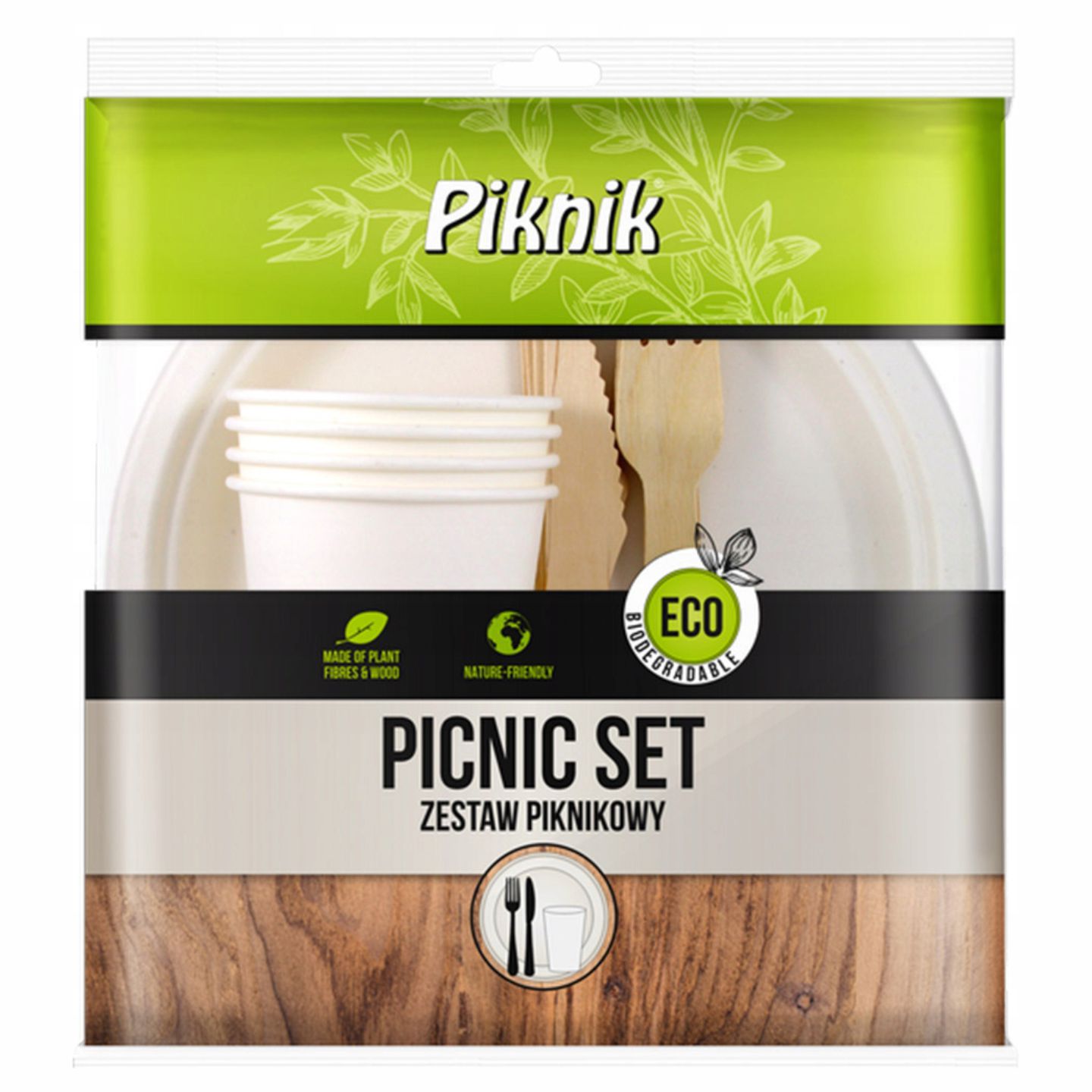 Zestaw piknikowy eco 16 sztuk. (4xtalerz, 4x kubek SUP, 4x nóż, 4x widelec) Piknik | espryciarze.pl |Kup taniej!