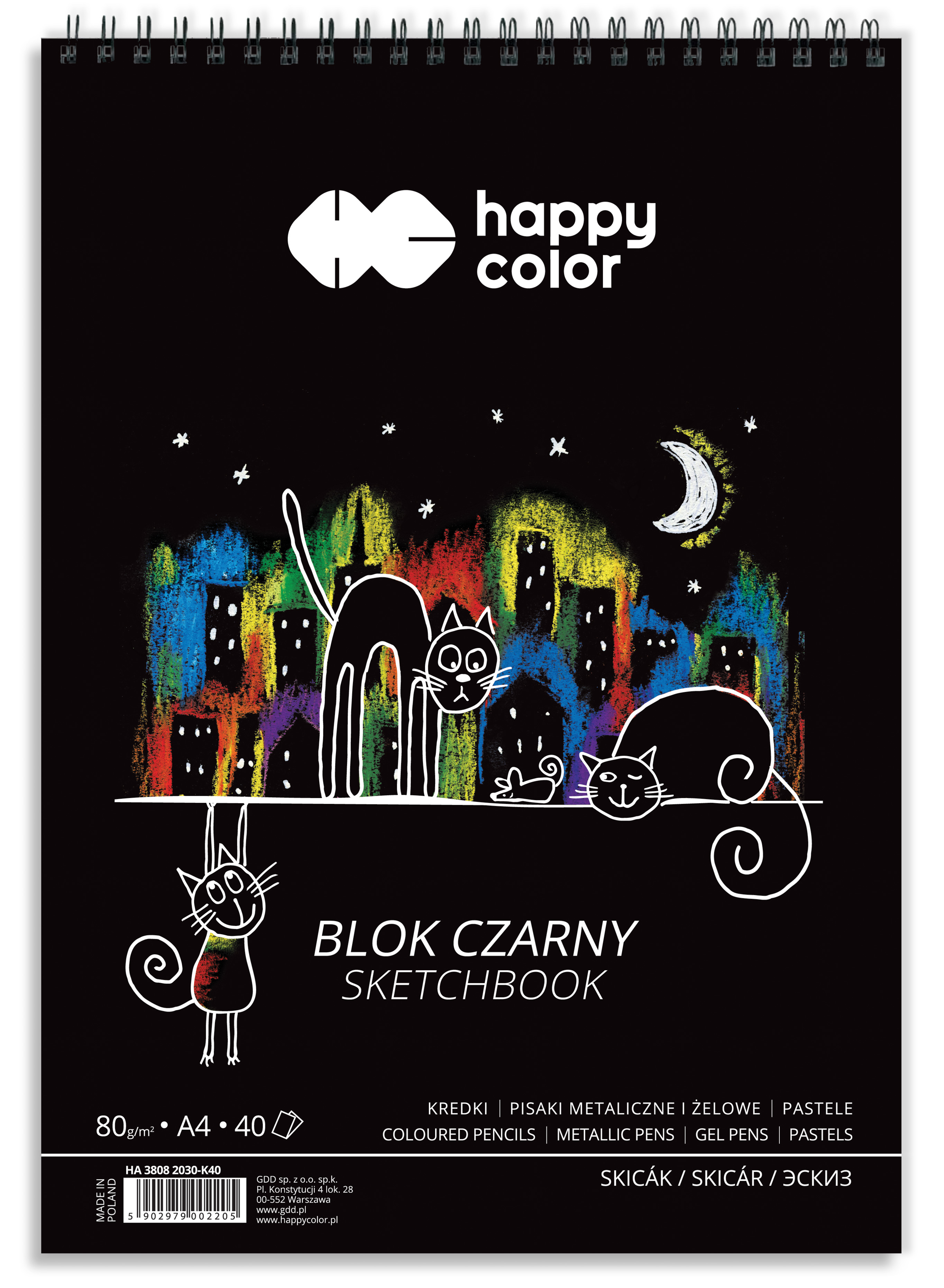 Blok czarny na spirali A4, 80 g, zestaw 40 arkuszy | espryciarze.pl |Kliknij i kup!