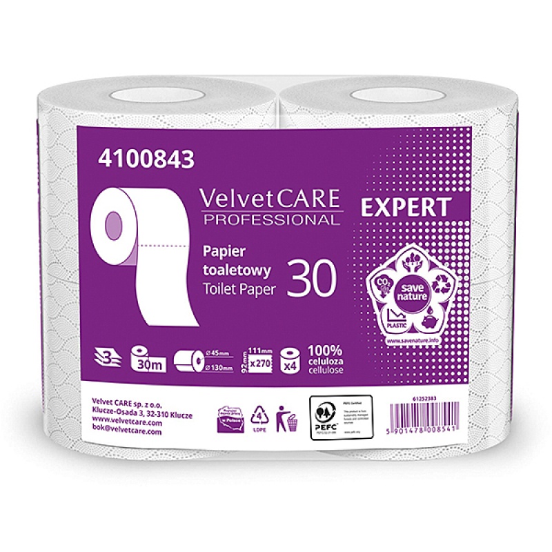 Papier toaletowy Velvet Care Professional Expert 3-warstwowy 4 rolki | espryciarze.pl |Kup w super cenie!