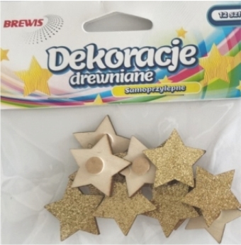 Brokatowe dekoracje drewniane złote gwiazdki dd1 | espryciarze.pl |Nie zwlekaj!