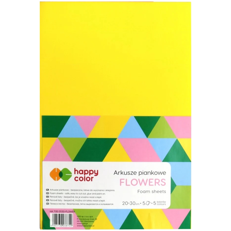 Arkusze piankowe flower A4, zestaw 5 sztuk, 5 kolorów, 2 rodzaje, Happy Color | espryciarze.pl |Kup od ręki!