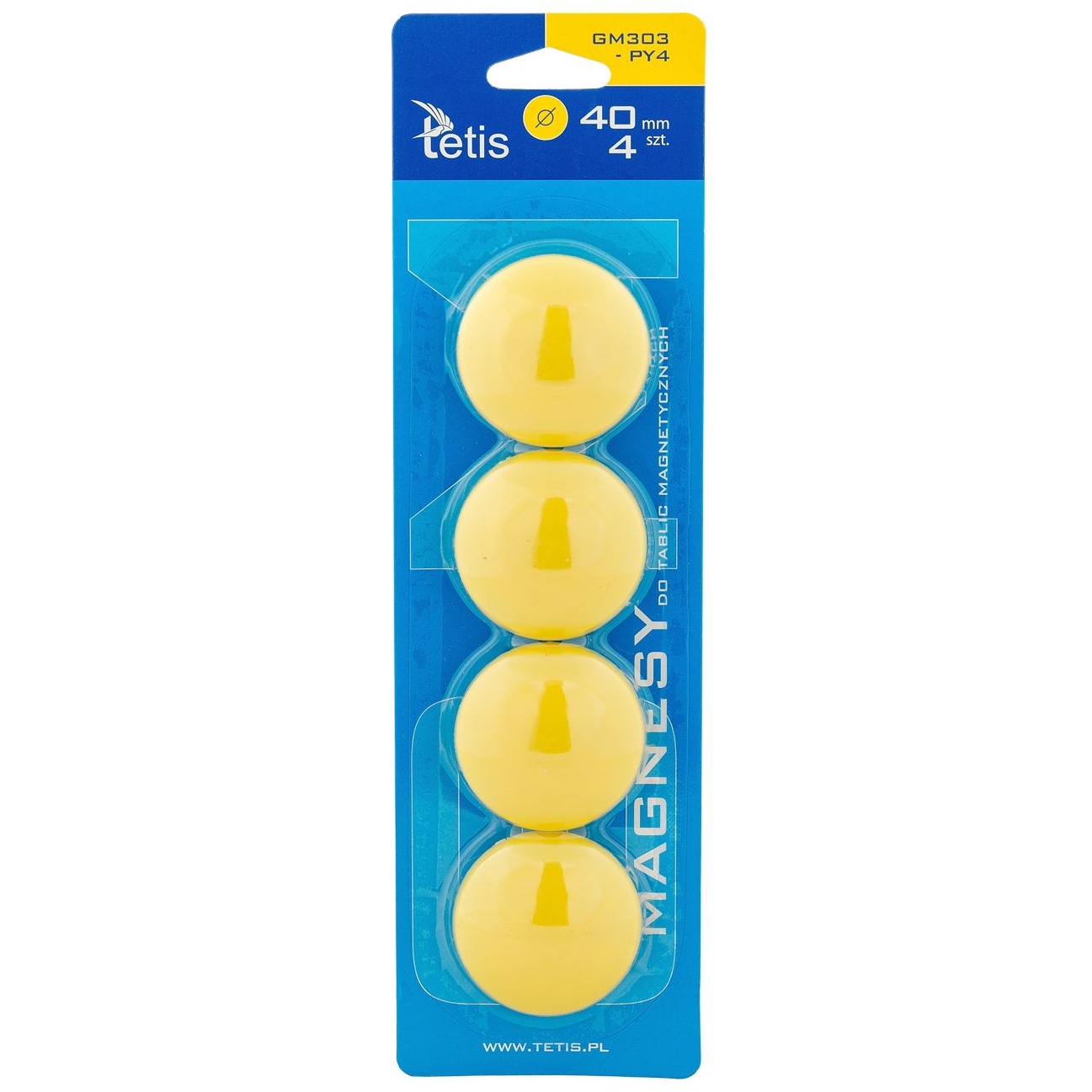 Magnesy Tetis gładkie żółte 40 mm 4 sztuki | espryciarze.pl |Zamów dziś!