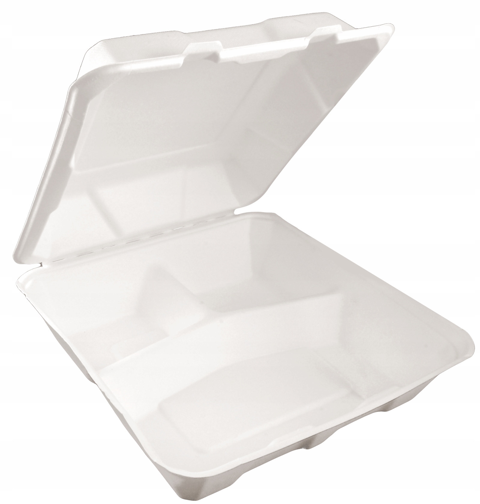 Lunch box kwadratowy z trzciny cukrowej 3 komory 23 cm 1500 ml zestaw 50 sztuk. | espryciarze.pl |Weź najlepszą cenę!