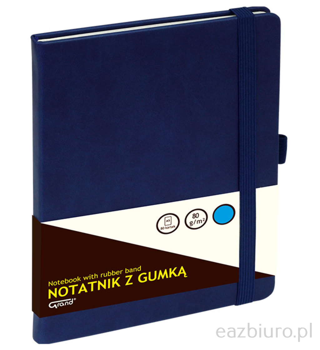 Notatnik Grand z gumką granatowy A5/80 kartek 80gm - kratka | espryciarze.pl |Kliknij i kup!