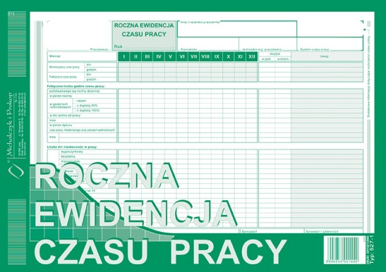 Druk roczna ewidencja czasu pracy M&P | espryciarze.pl |Nie zwlekaj!