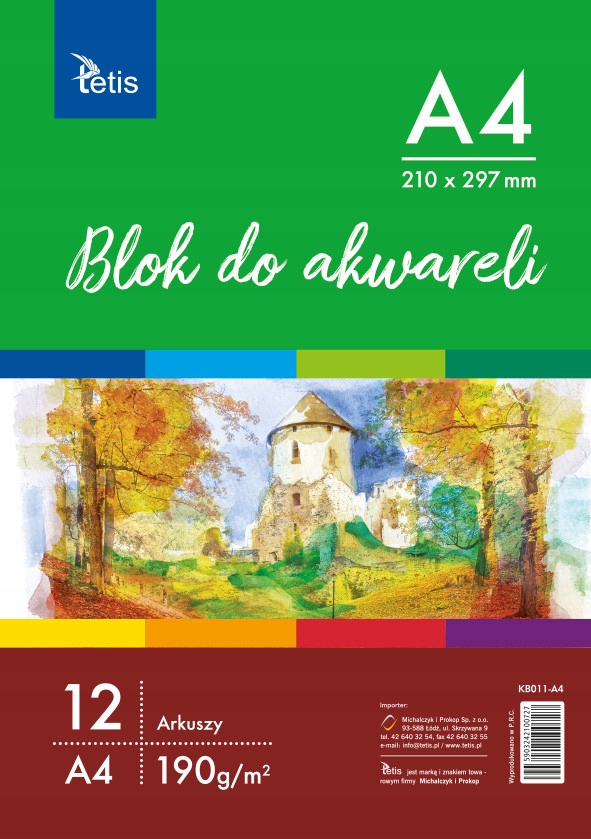 Blok do akwareli A4 190 g/m2 12 kartek Tetis | espryciarze.pl |Zgarnij ofertę!