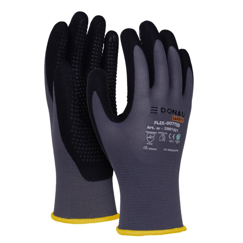 Rękawice Donau Safety Flex Dotted rozmiar 8 szare | espryciarze.pl |Kup teraz!