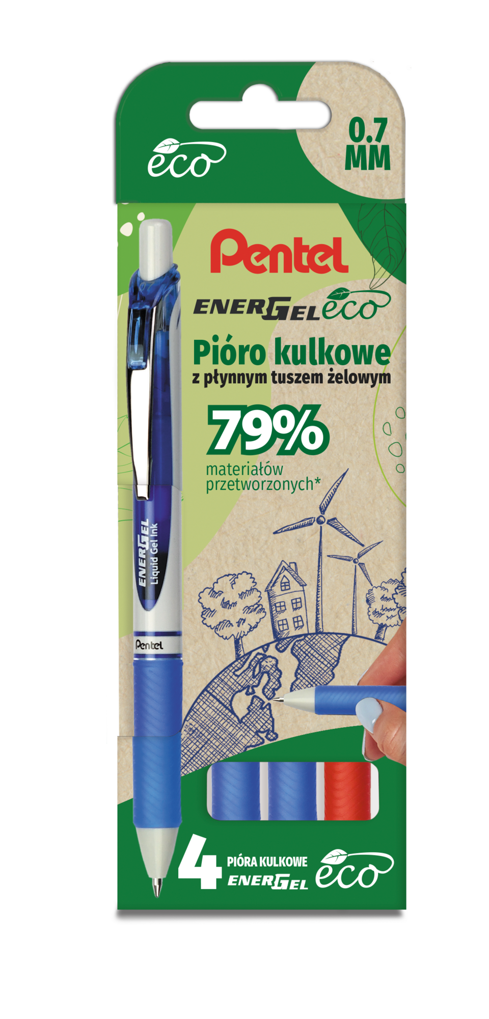 Zestaw Pentel pióro kulkowe 0,7 mm energel bl77e set eko | espryciarze.pl |Zamów online!