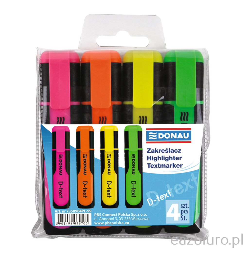 Zakreślacz fluorescencyjny Donau d-text mix 4 kolorów | espryciarze.pl |Zgarnij ofertę!